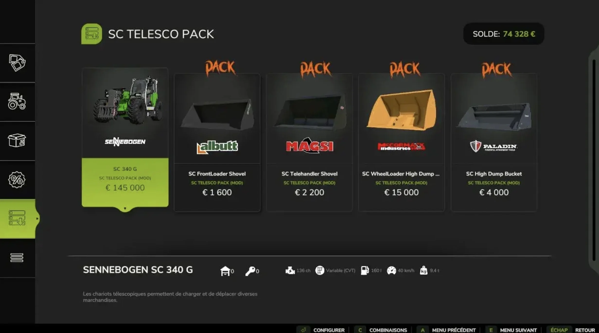 FS25 Telesco + Pack Shovel V1.0 Telehandlers Mod FS25 Mod Free Download