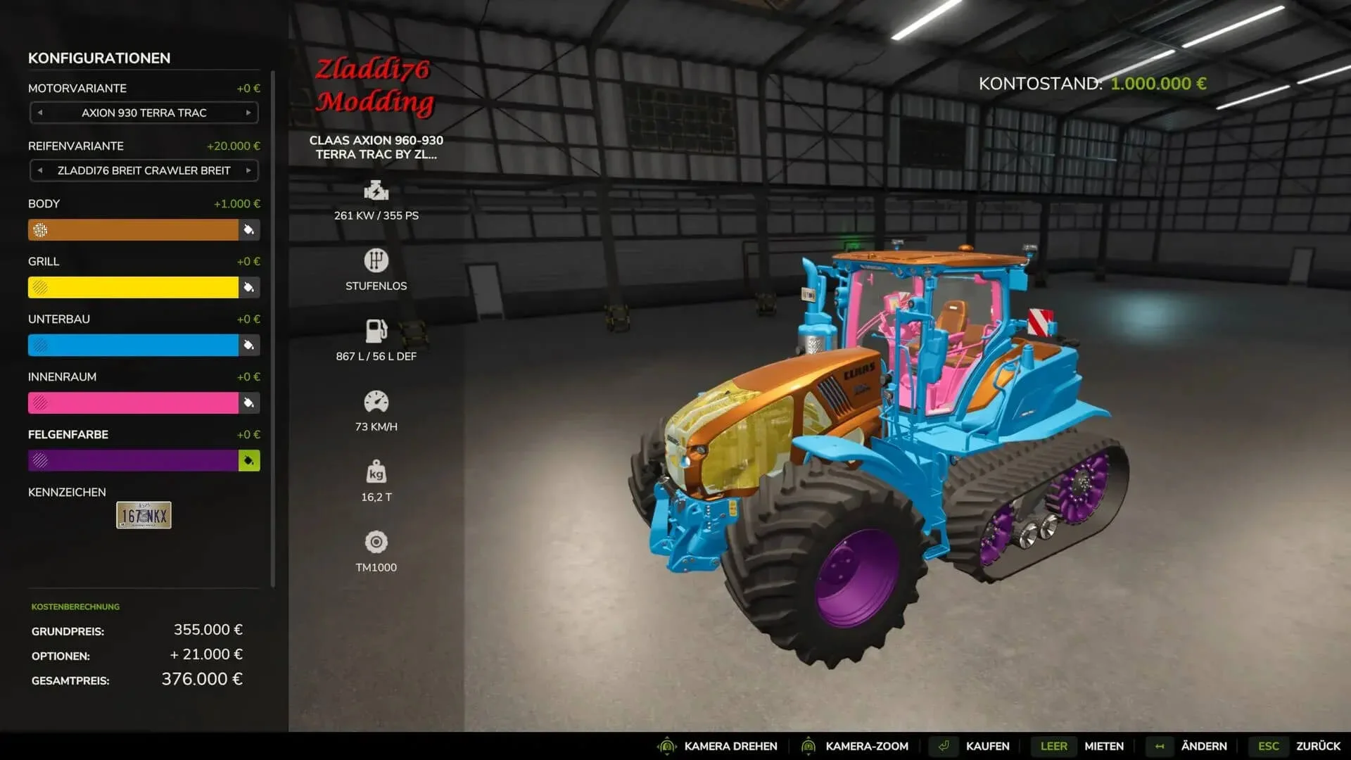 FS25 Claas Axion 960-930 Terra Trac Edit V1.0 Tractors Mod FS25 Mod Free Download
