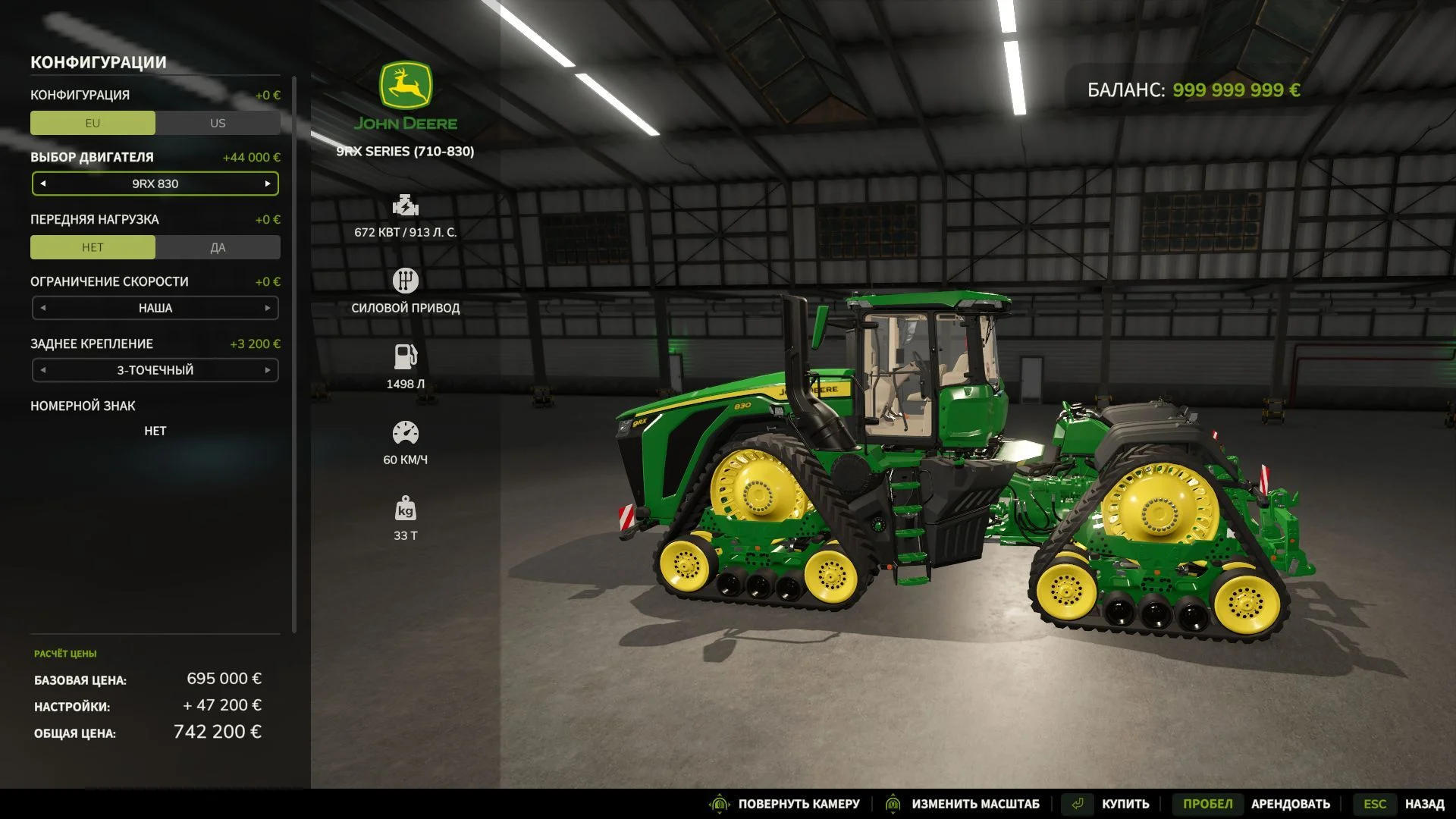 FS25 John Deere 9RX 830 V1.0.0.1 Tractors Mod