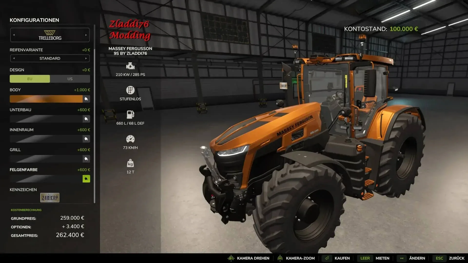FS25 Massey Fergusson 9S v1.0 Tractors Mod FS25 Mod Free Download