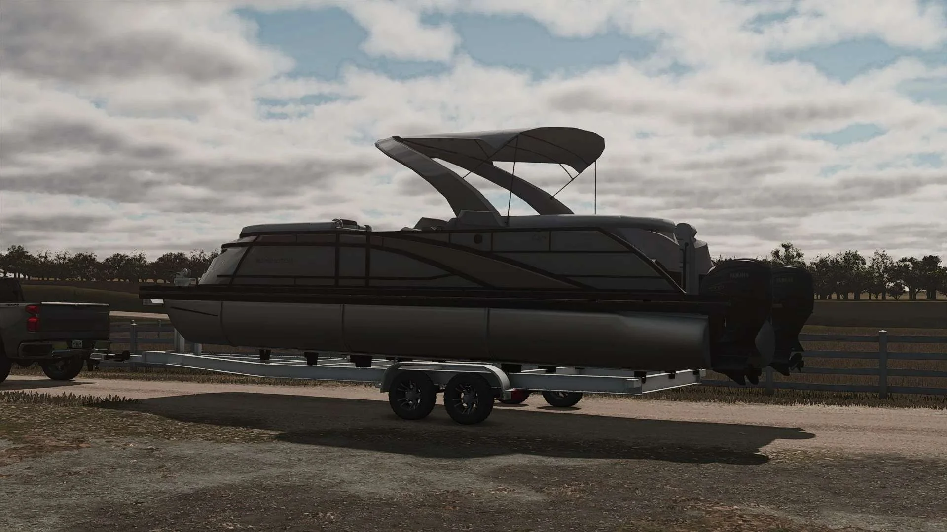 FS25 2025 Bennington Q Line Pontoon Boat And Trailer v1.0 Trailers Mod FS25 Mod Free Download
