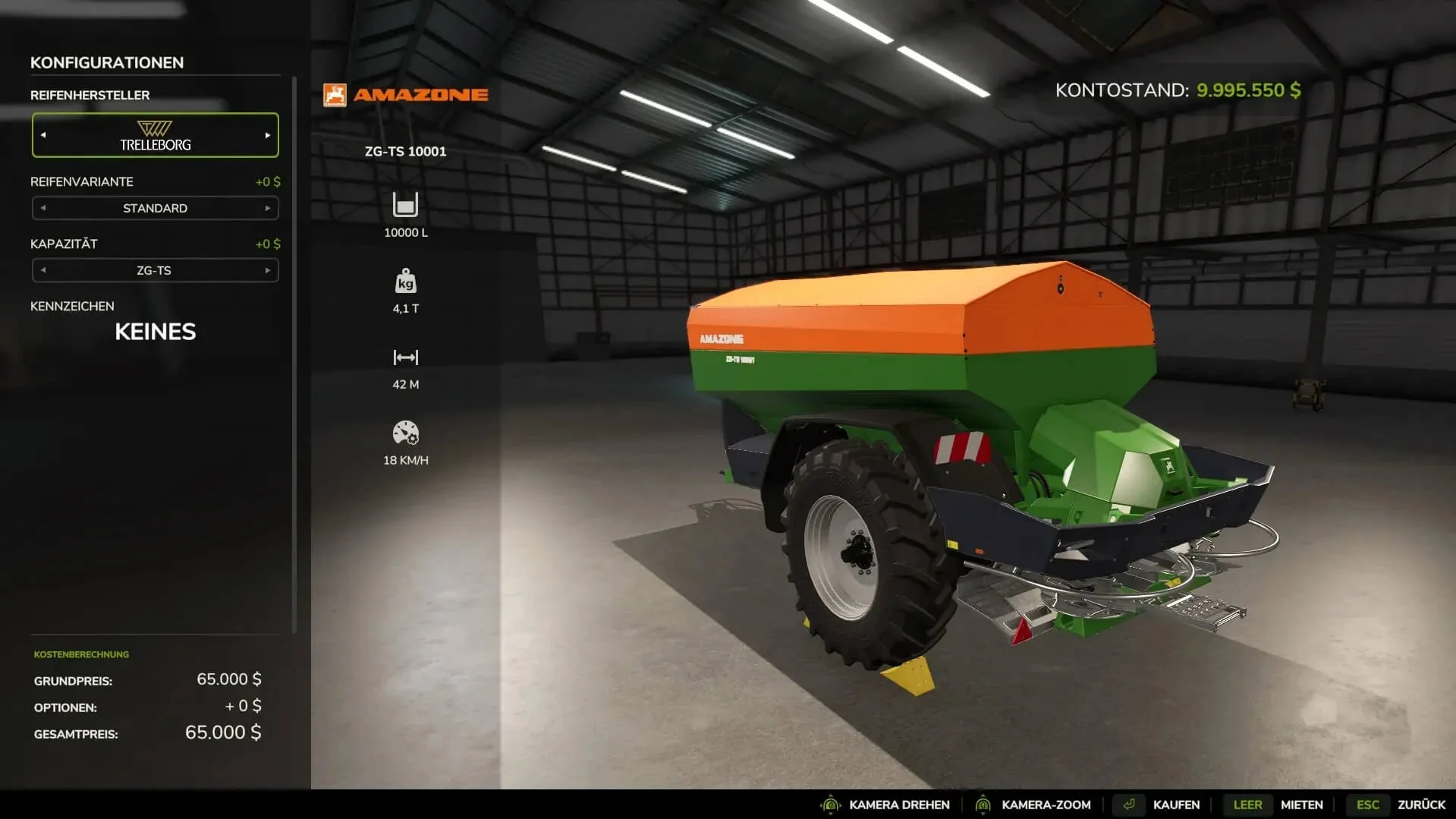 FS25 Amazone ZG-TS 10001 Dual v1.0 Trailers Mod FS25 Mod Free Download
