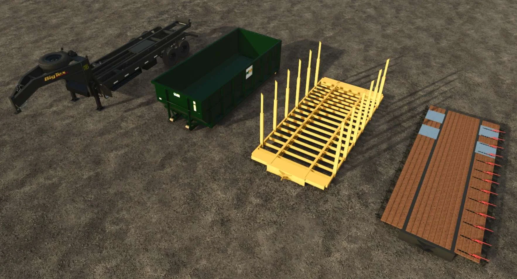 FS25 Big Tex Roll-off trailer v1.0 Trailers Mod FS25 Mod Free Download