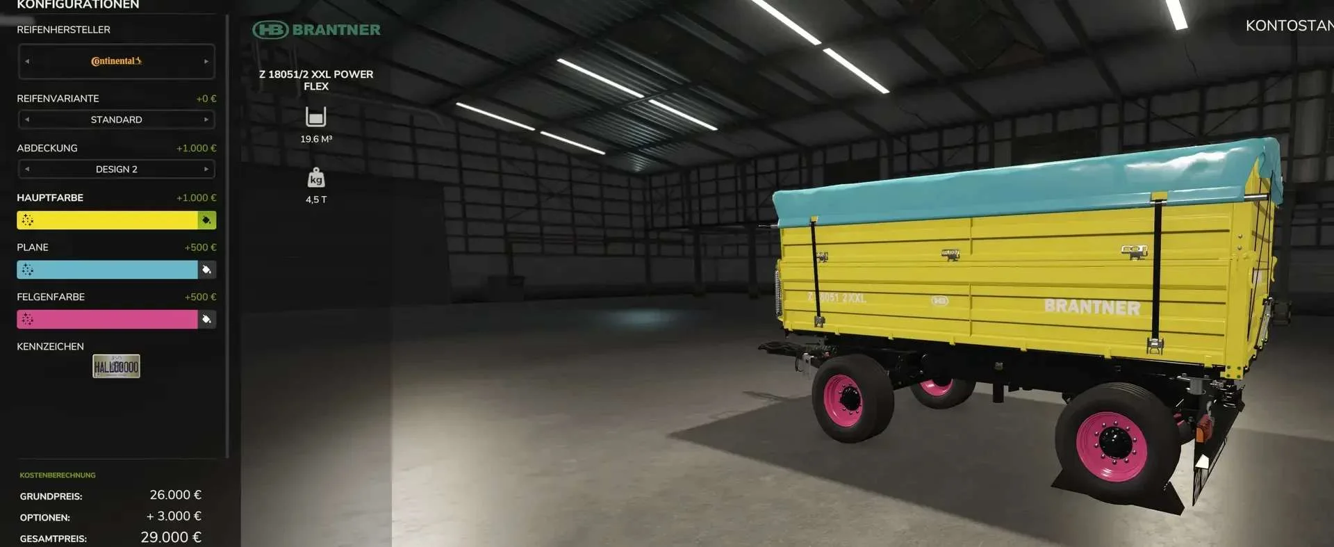 FS25 Brantner Z 18051/2 XXL Power Flex Color configuration v1.0.0.1 Trailers Mod FS25 Mod Free Download