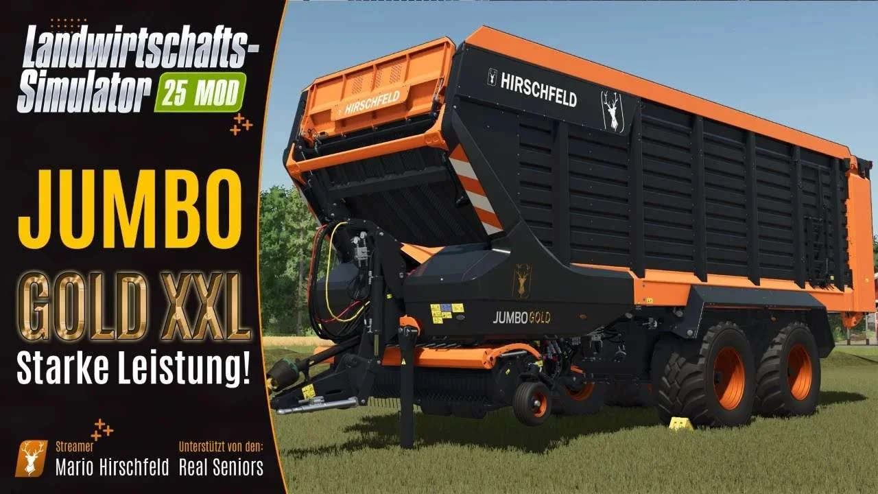 FS25 Hirschfeld Jumbo Gold XXL V1.0.1 Trailers Mod FS25 Mod Free Download
