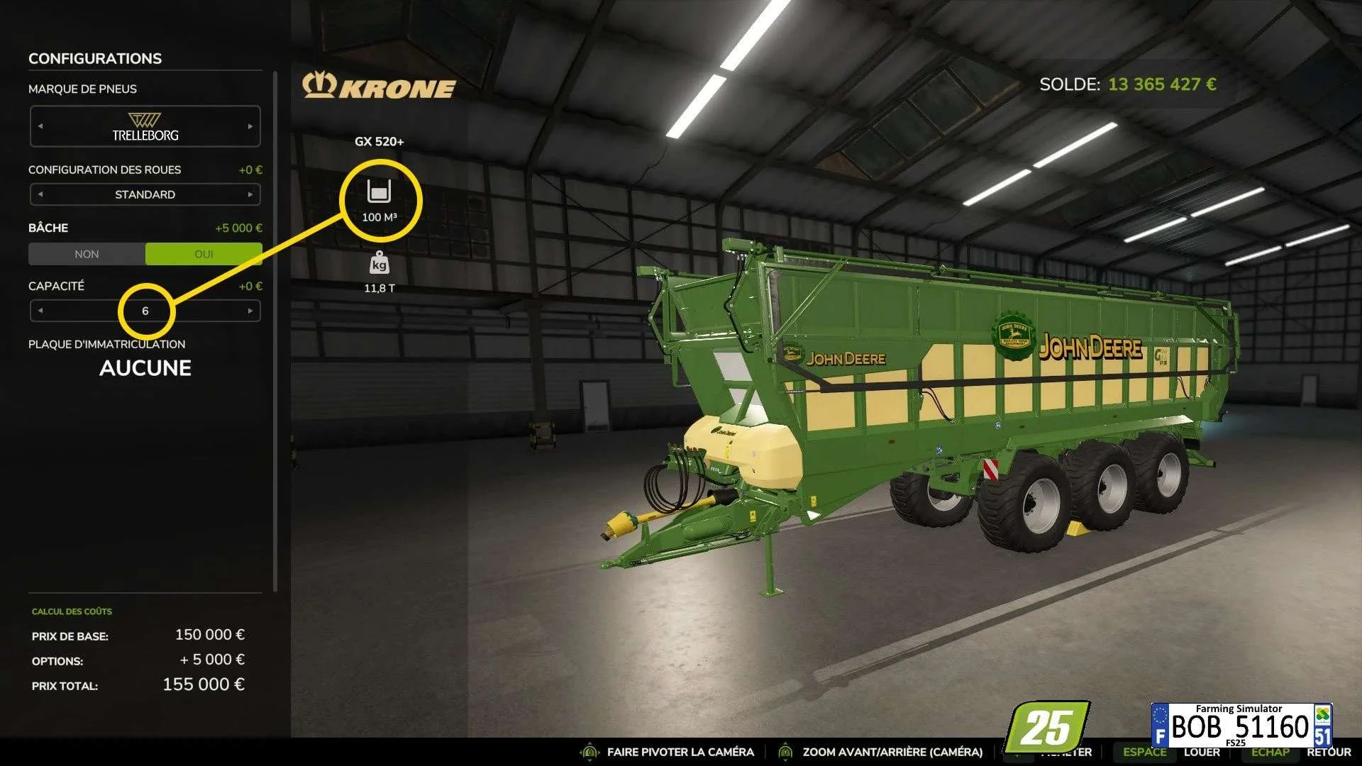 FS25 Krone GX520+ (John Deere Edition) v1.0 Trailers Mod FS25 Mod Free Download