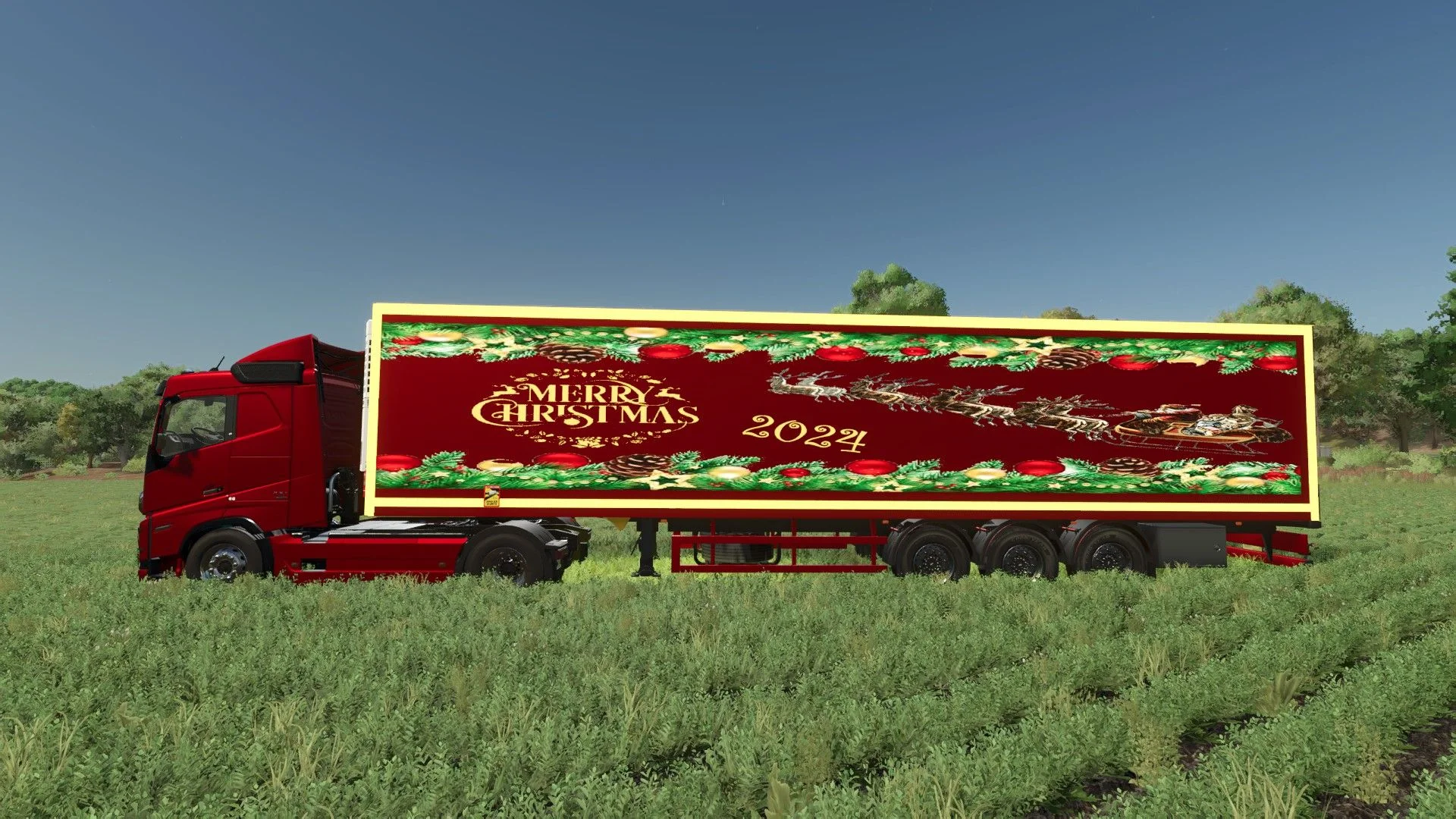 FS25 Merry Christmas Happy New Year Semi-Trailer V1.0 Trailers Mod FS25 Mod Free Download