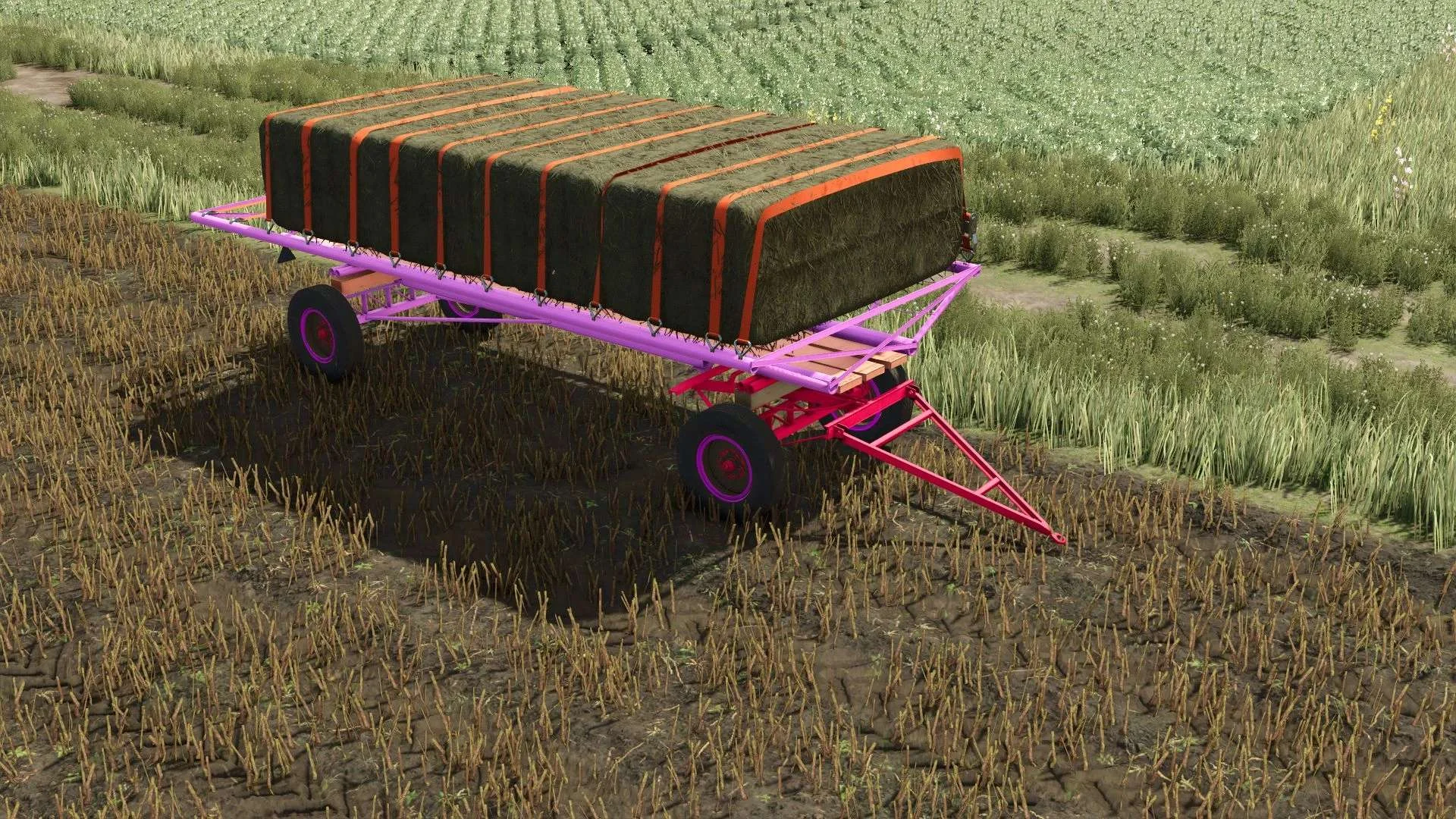 FS25 Romanian bale trailer pink v1.0 Trailers Mod FS25 Mod Free Download
