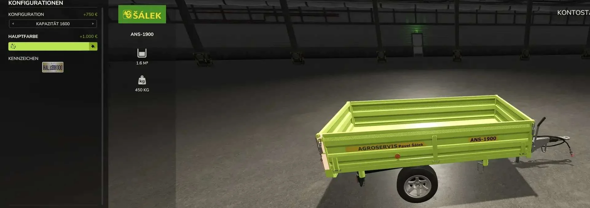 FS25 SALEK ANS 1900 Color configuration v1.0.0.1 Trailers Mod FS25 Mod Free Download