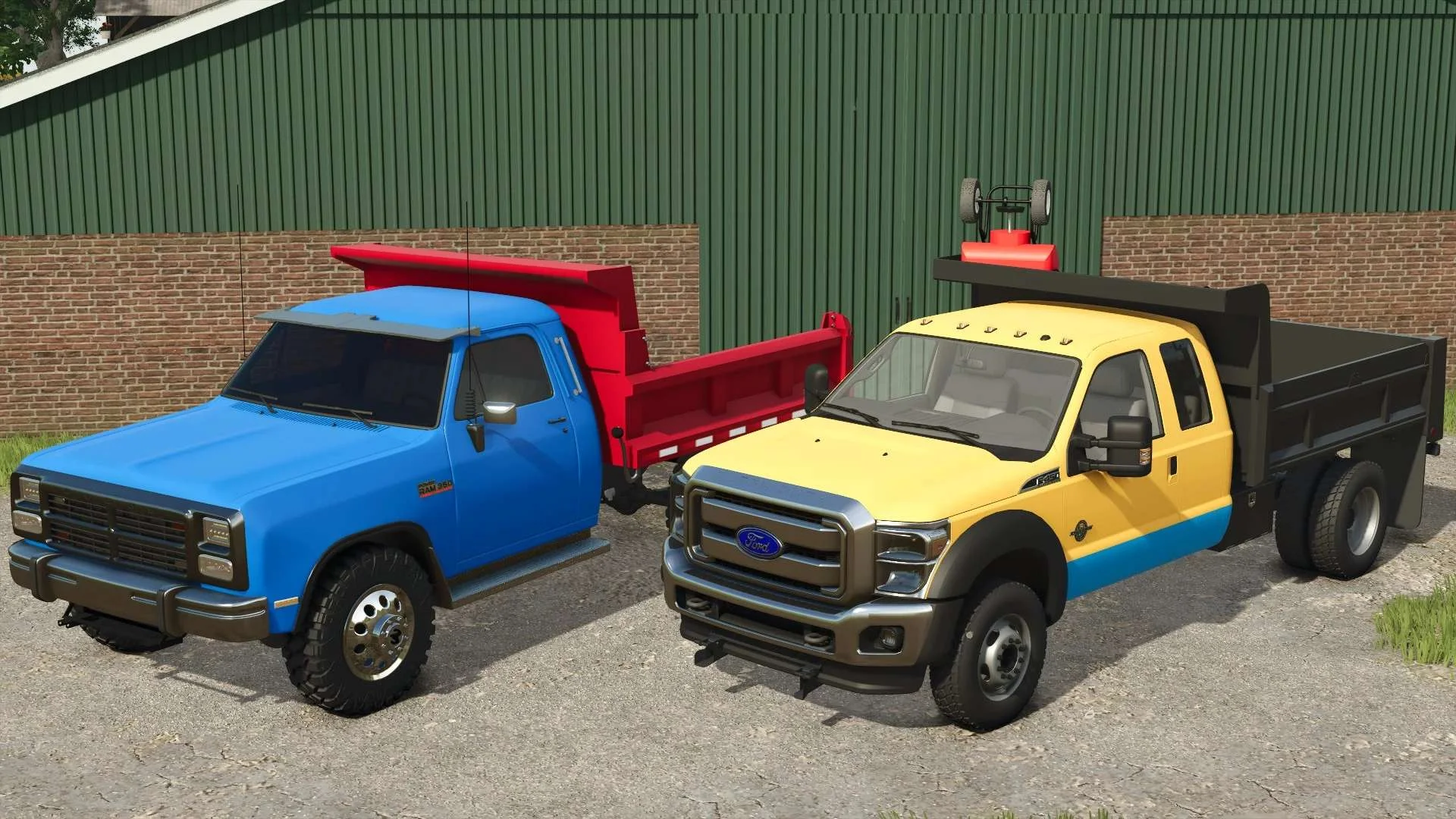 FS25 1991 Dodge Ram 3500 HD & 2016 Ford F450 Dump Trucks v1.0 FS25 Mod Free Download