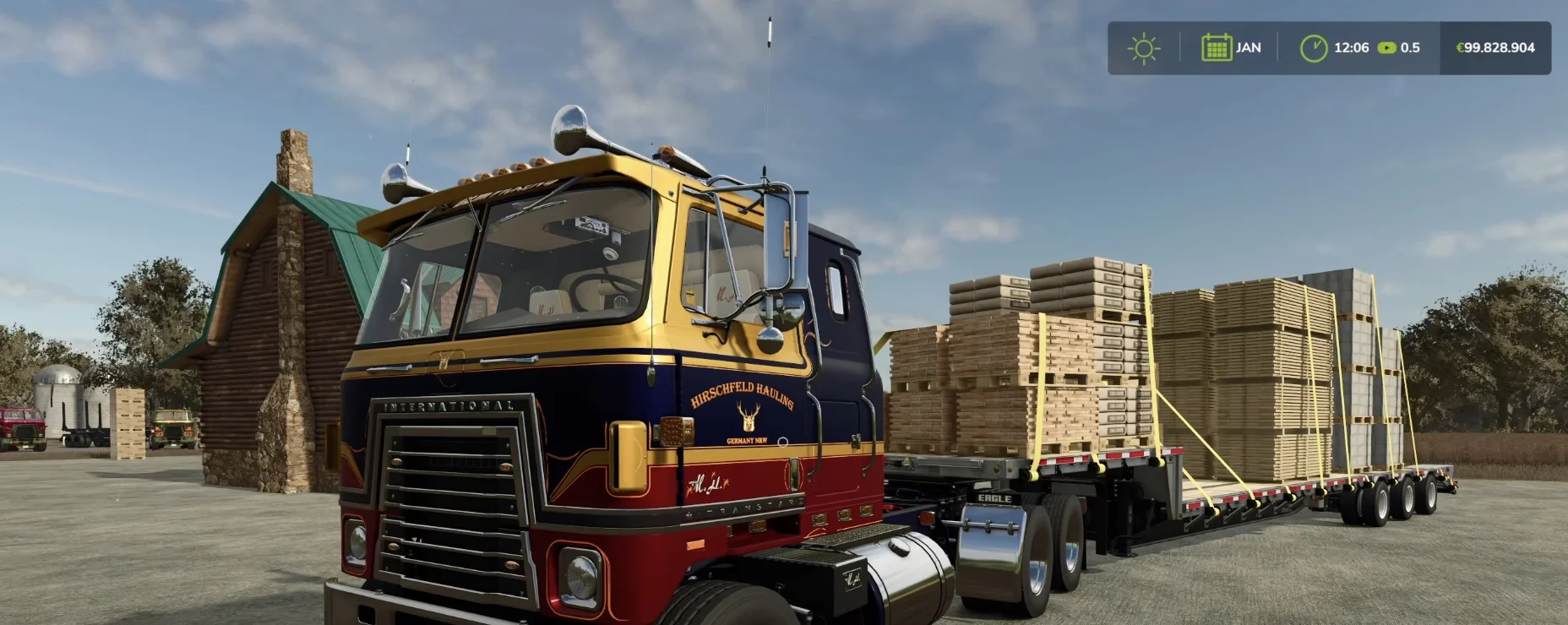 FS25 Hirschfeld Hauling International Transtar Truck v1.0.0.2 Trucks Mod FS25 Mod Free Download