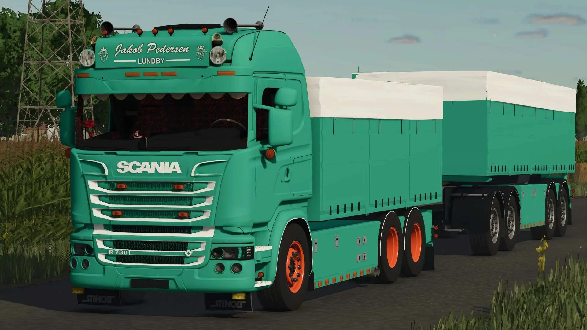 FS25 Scania R730 Jakob Pedersen & Trailer v1.0 Trucks Mod FS25 Mod Free Download