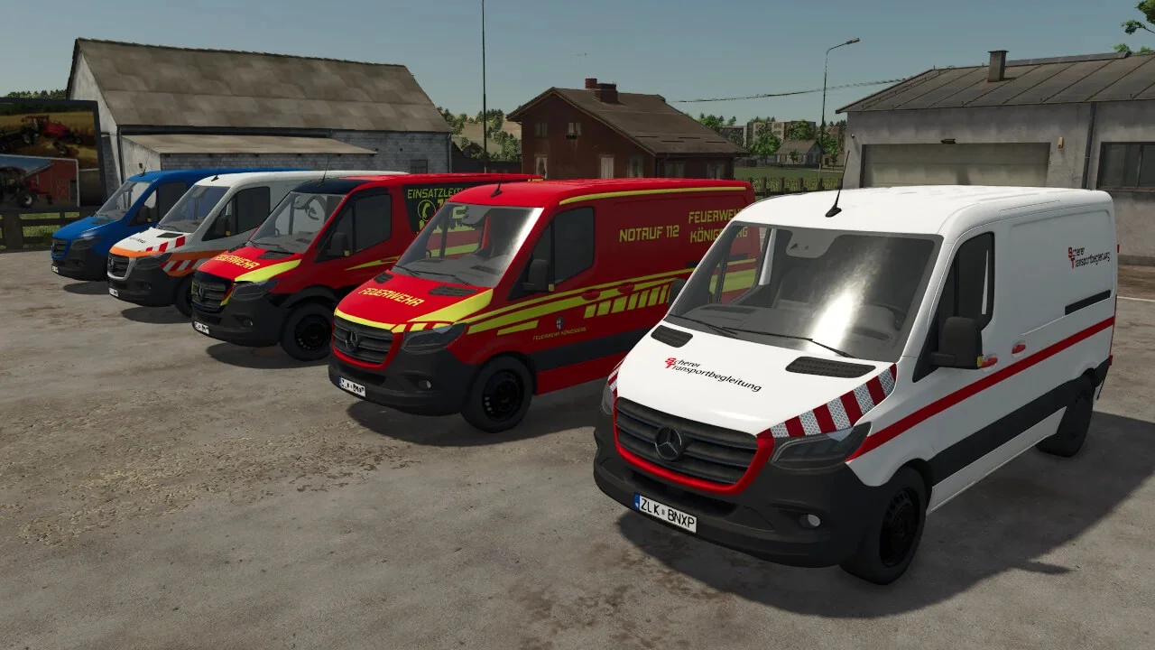 FS25 2018 Mercedes-Benz Sprinter Pack v1.0 Vehicles Mod FS25 Mod Free Download