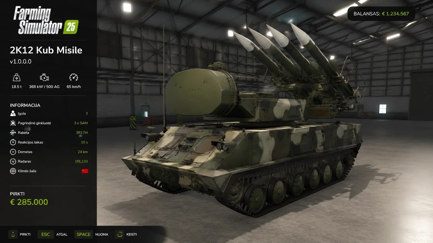 FS25 2K12 Kub Misile v1.0 Vehicles Mod FS25 Mod Free Download