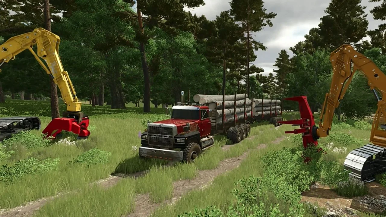 FS25 Ford LTL 9000 log truck with trailer v1.0 Vehicles Mod FS25 Mod Free Download