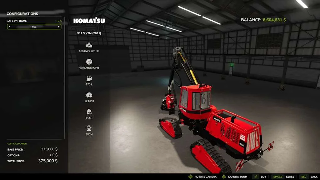 FS25 Komatsu Harvester 911 v1.3 Vehicles Mod FS25 Mod Free Download