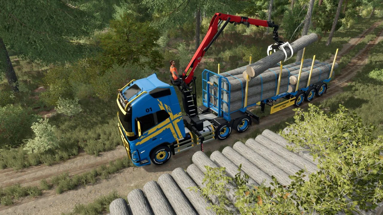 FS25 Volvo FH 16 Forestry Z-Crane Semi Pack V1.0.0.1 Vehicles Mod FS25 Mod Free Download